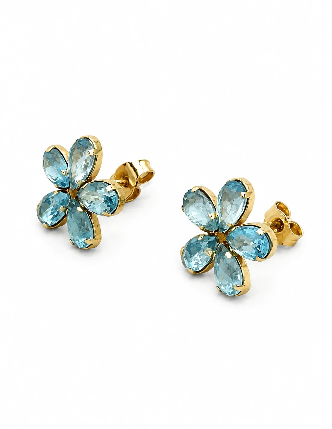 Boucles d'oreilles Or jaune et Aigues marines