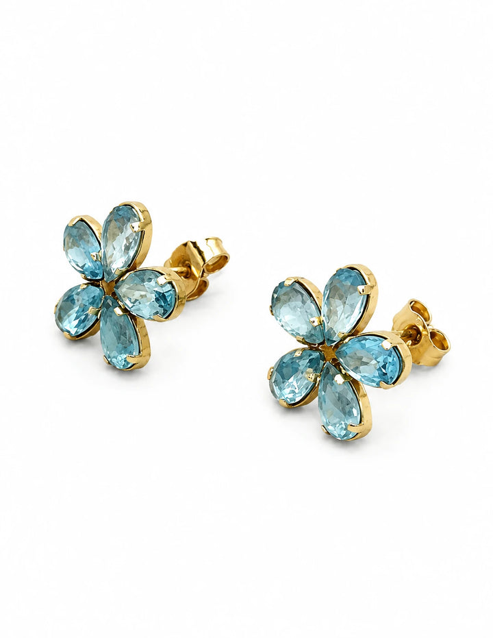 Boucles d'oreilles Or jaune et Aigues marines