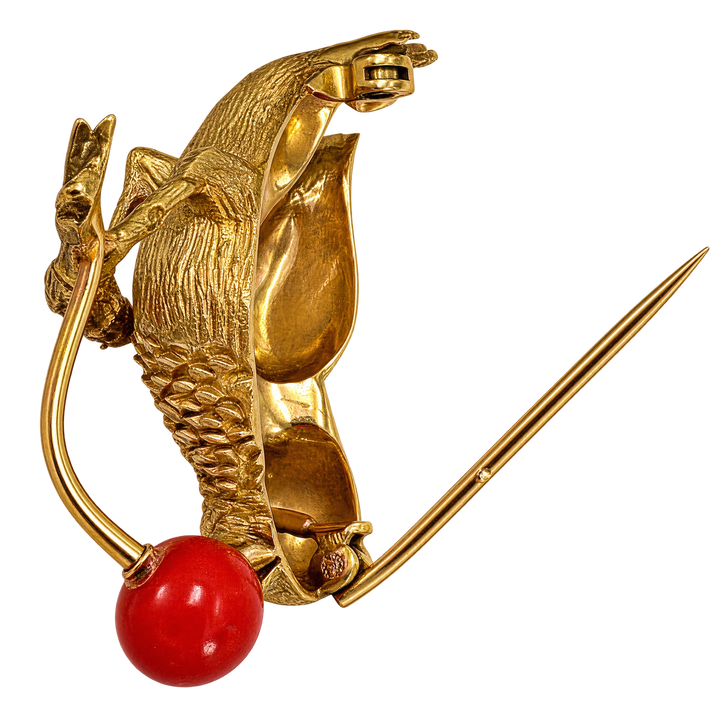 Hermès Broche or et Corail