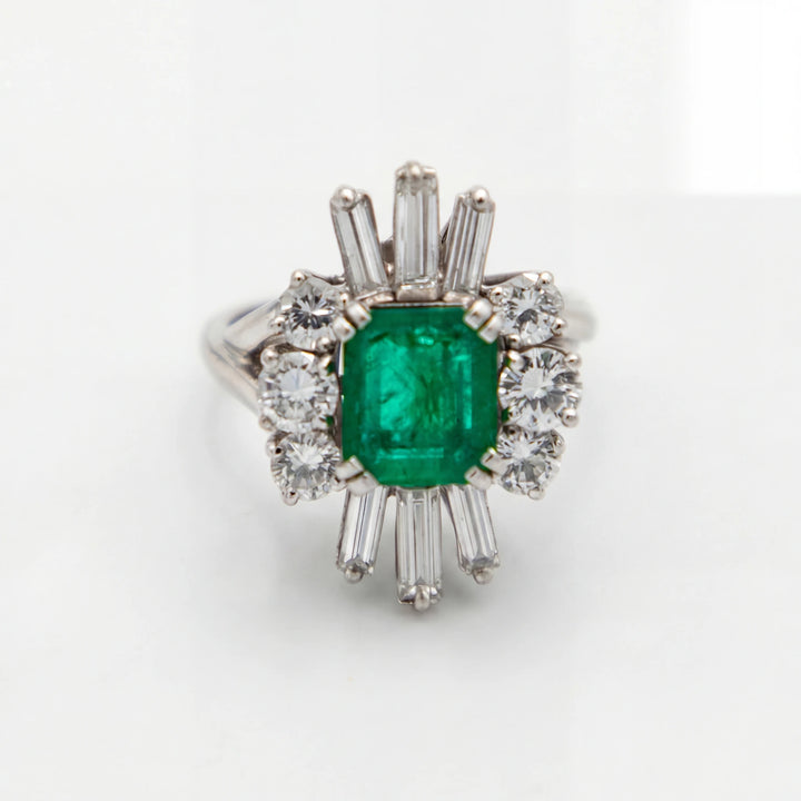 Bague Platine et Émeraude