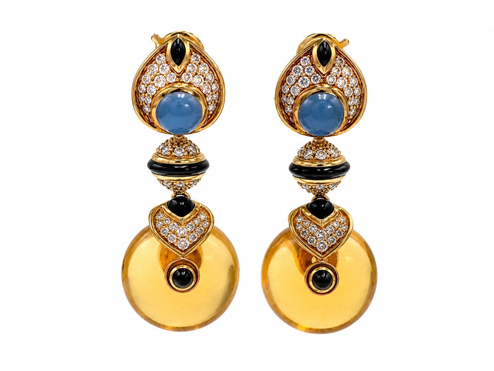 Marina B. Boucles d'oreilles Pneu or et Diamant pavage