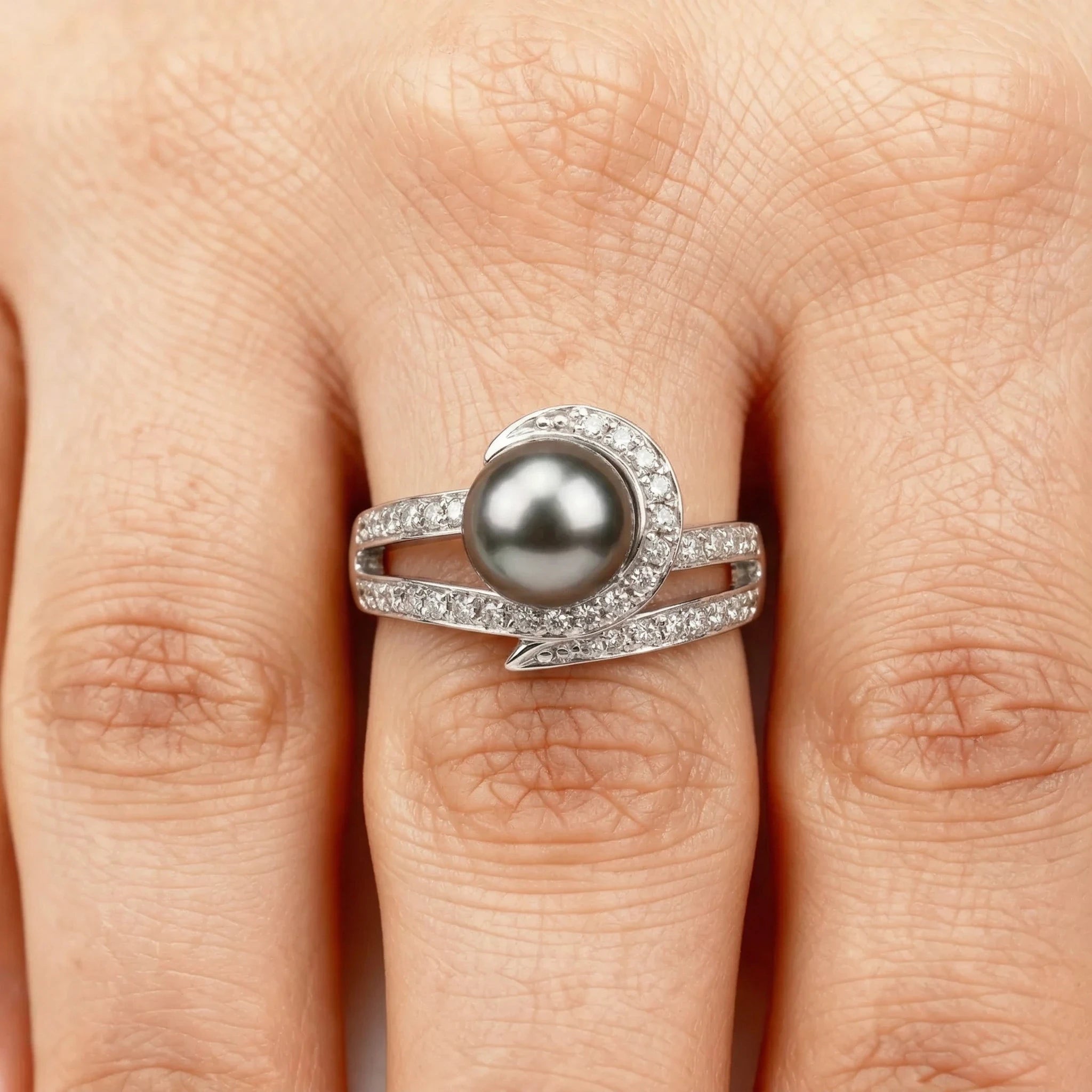 Bague Or blanc et Perle de culture