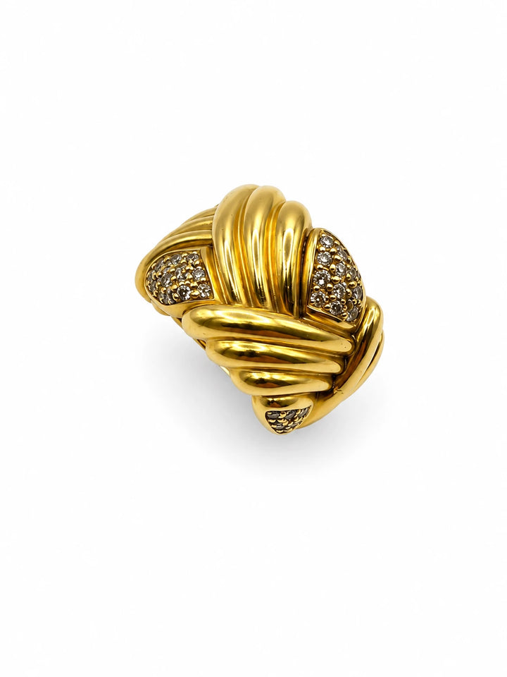 Bague Or jaune et Diamant pavage