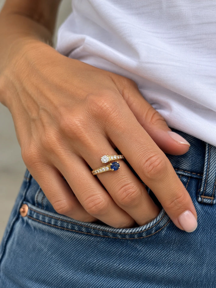 Bague or et Saphir