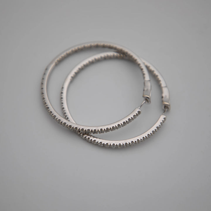 Boucles d'oreilles Or blanc et Diamant pavage