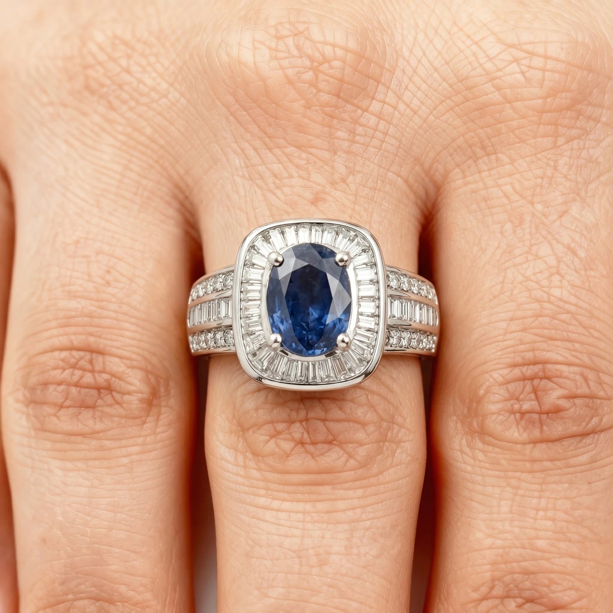 Bague Or blanc et Saphir