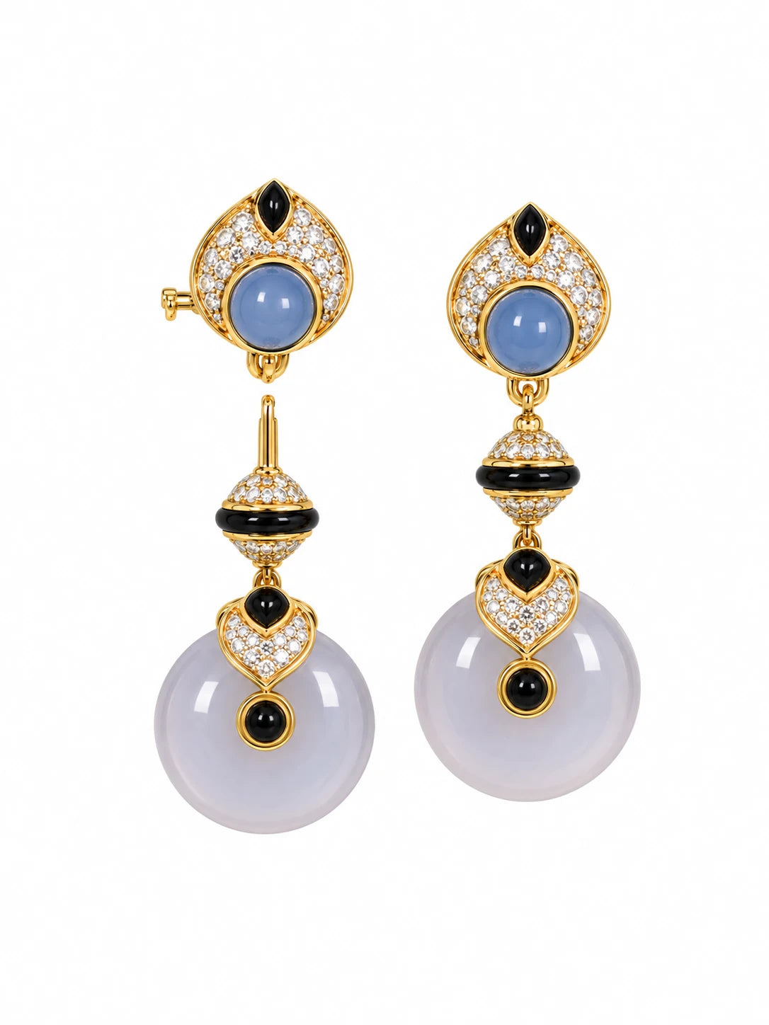 Marina B. Boucles d'oreilles Pneu or et Diamant pavage