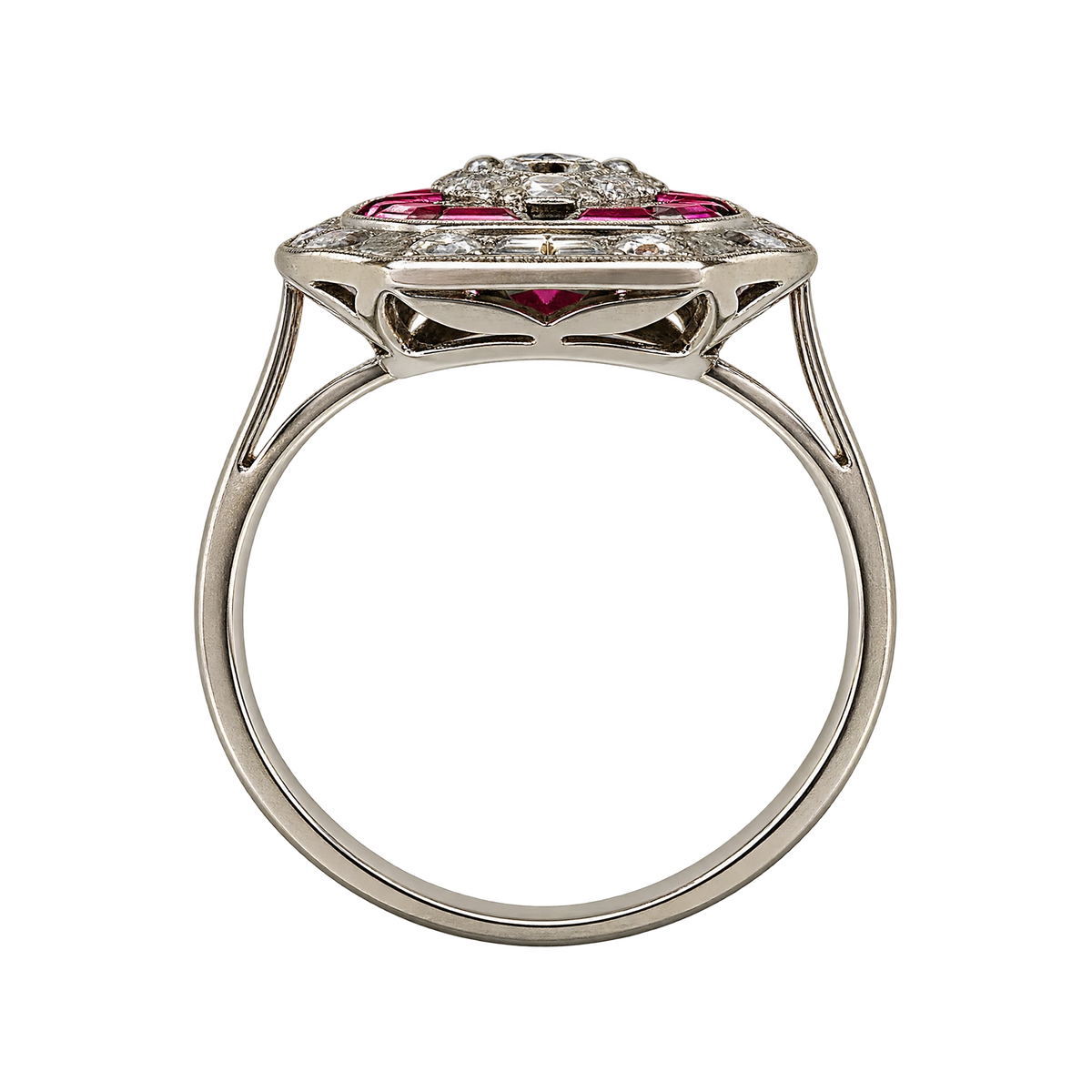 Bague or Diamant et rubis