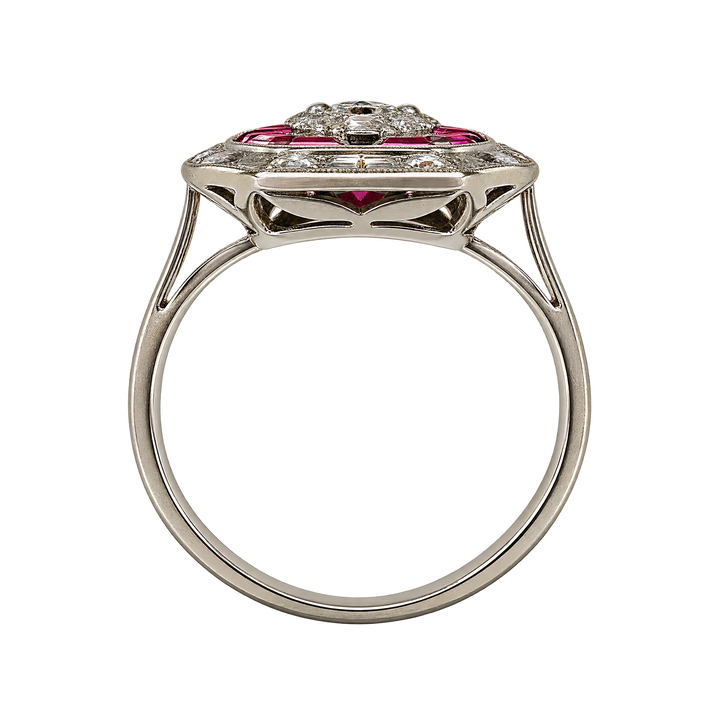 Bague or Diamant et rubis