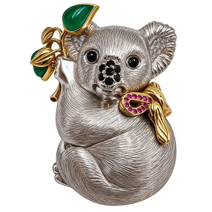 Eva Segoura Pendentif Koala or et Émeraude