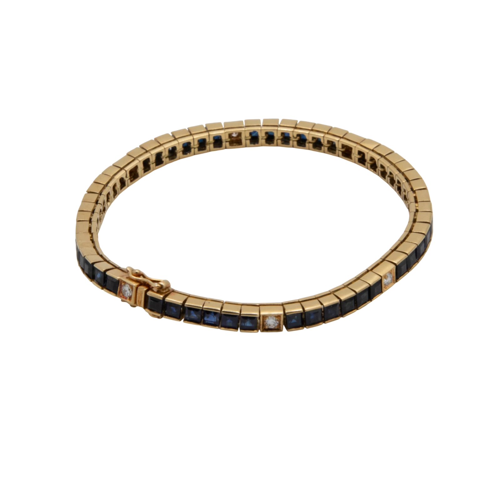 Omega Bracelet Or jaune et Pavé de saphirs