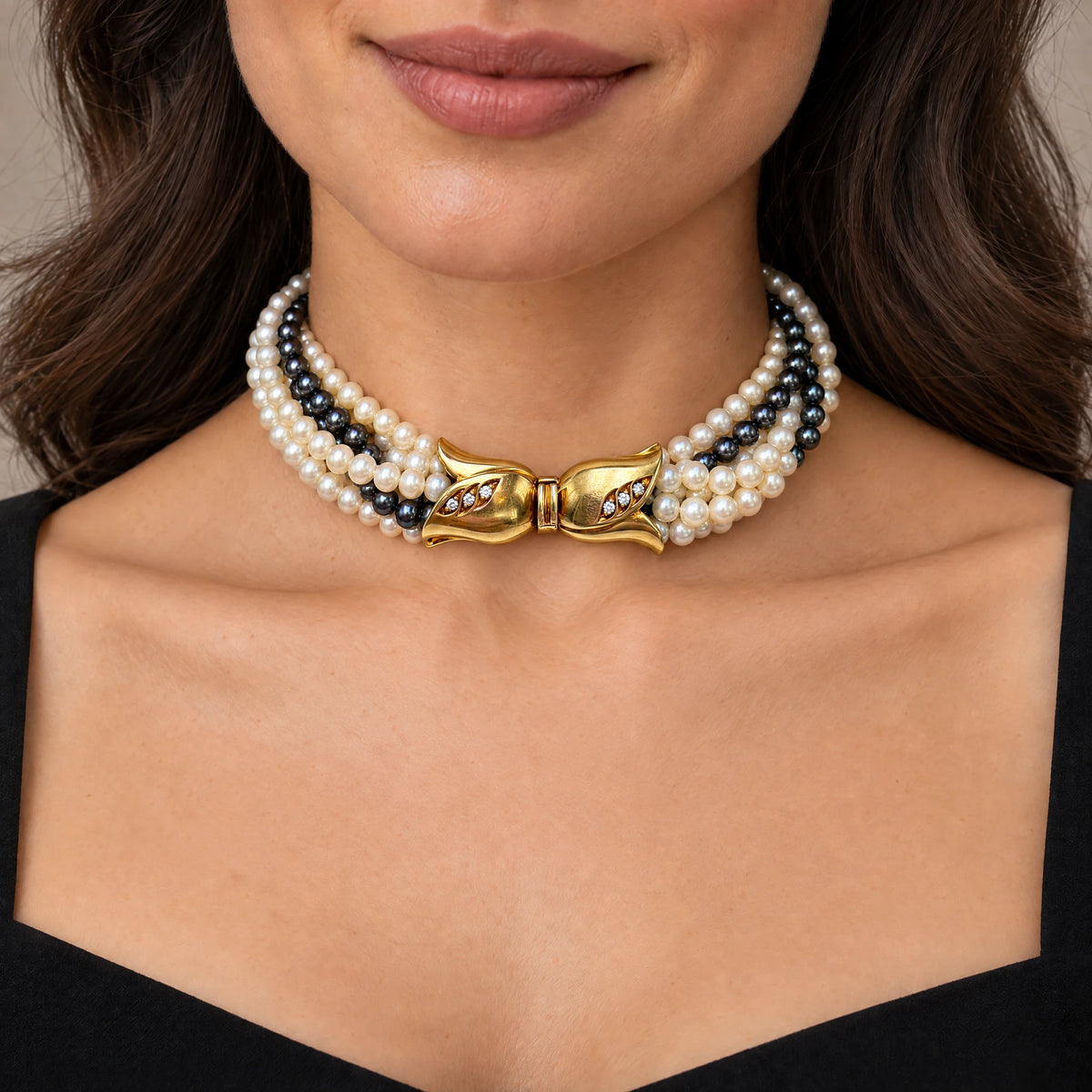 Collier or et Perles