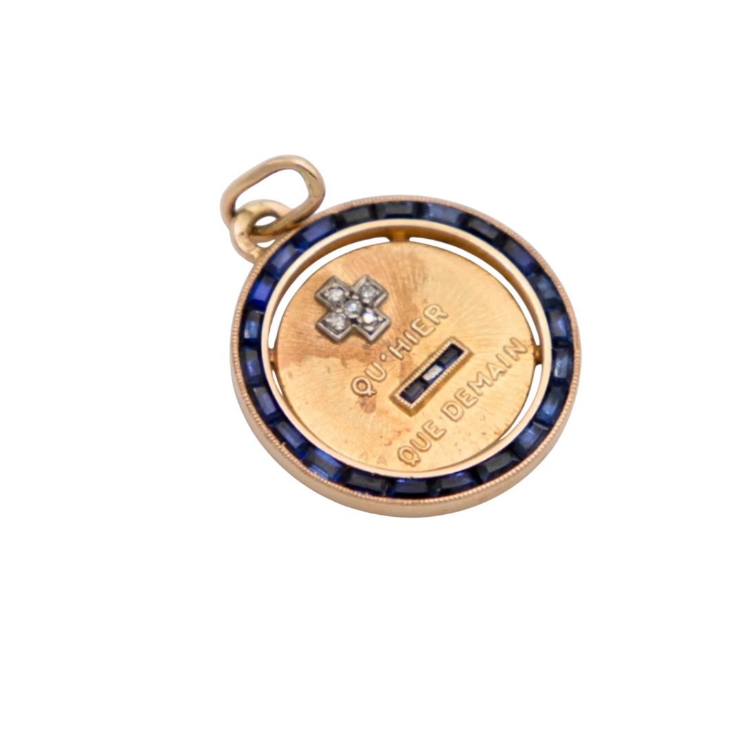Augis Médaille + qu'hier - que demain or et Pavé de saphirs