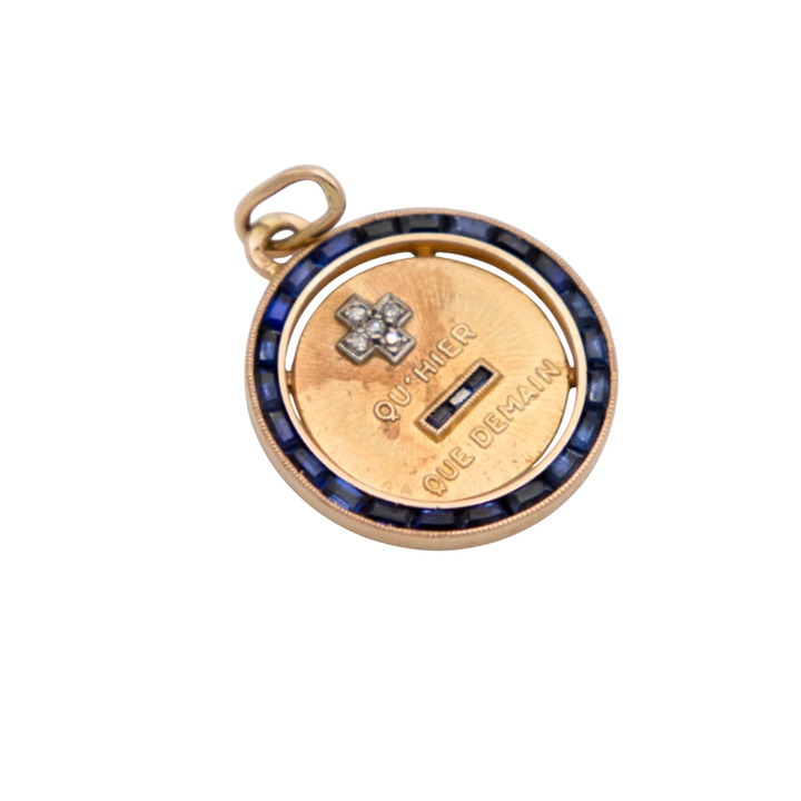 Augis Médaille + qu'hier - que demain or et Pavé de saphirs