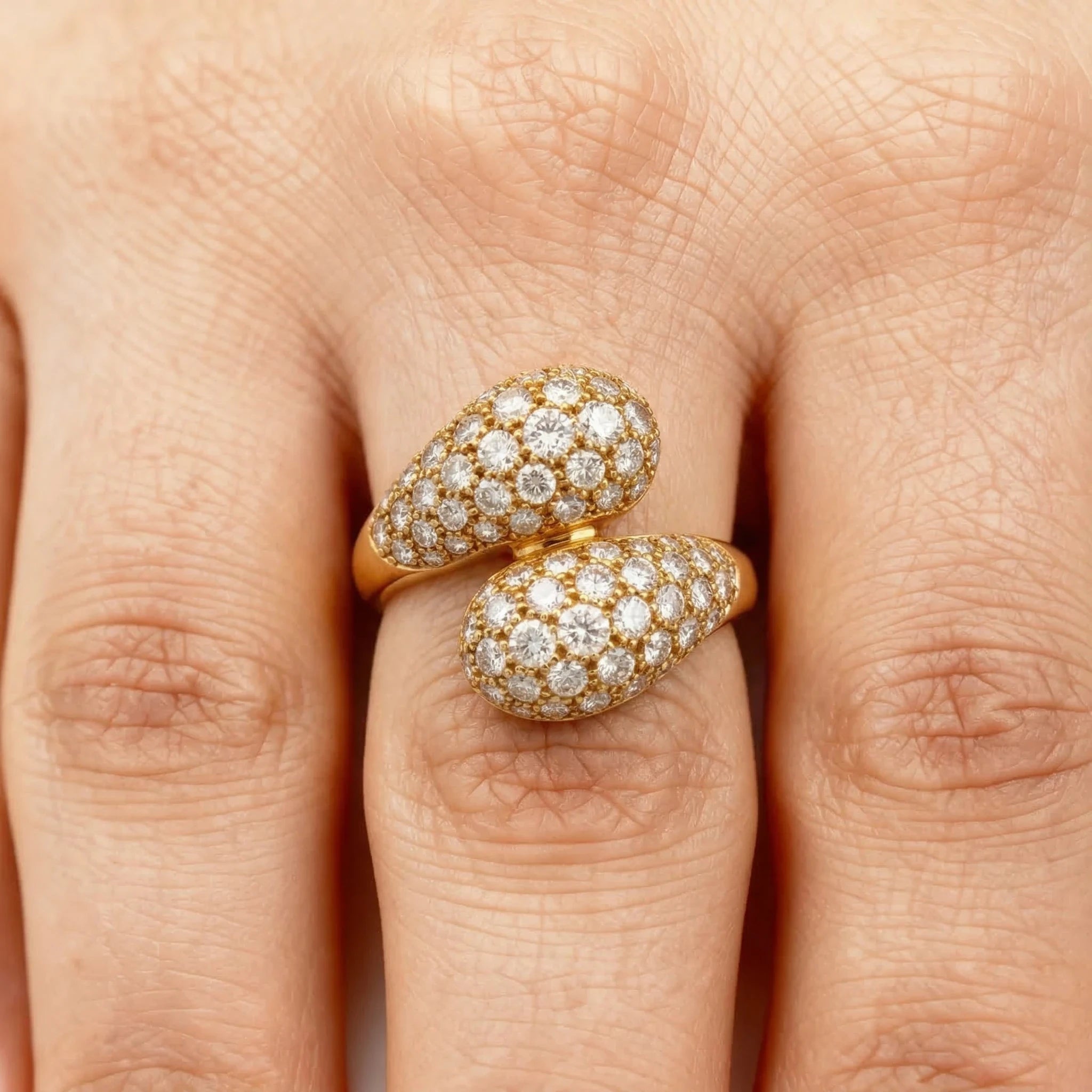 Bague Or jaune et Diamant pavage