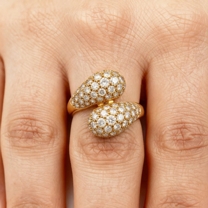 Bague Or jaune et Diamant pavage
