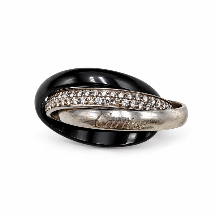 Cartier Bague Trinity or, céramique et Diamant pavage