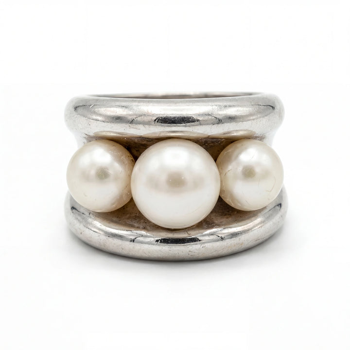 Poiray Bague Fidji Or blanc et Perle de culture