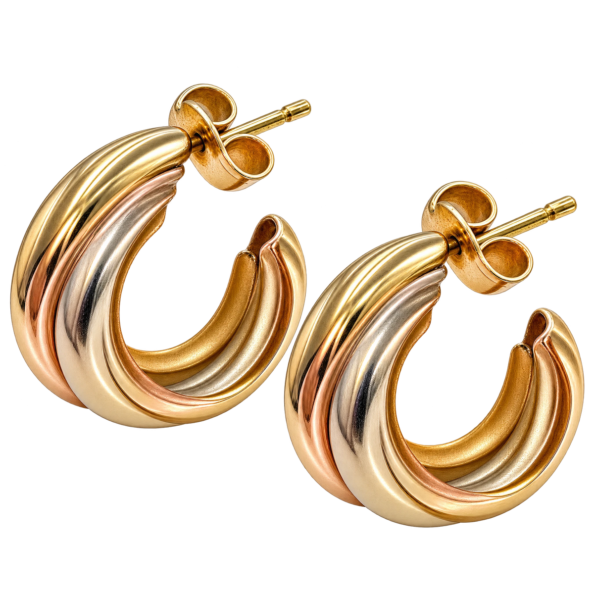 Boucles d'oreilles Créoles en 3 ors