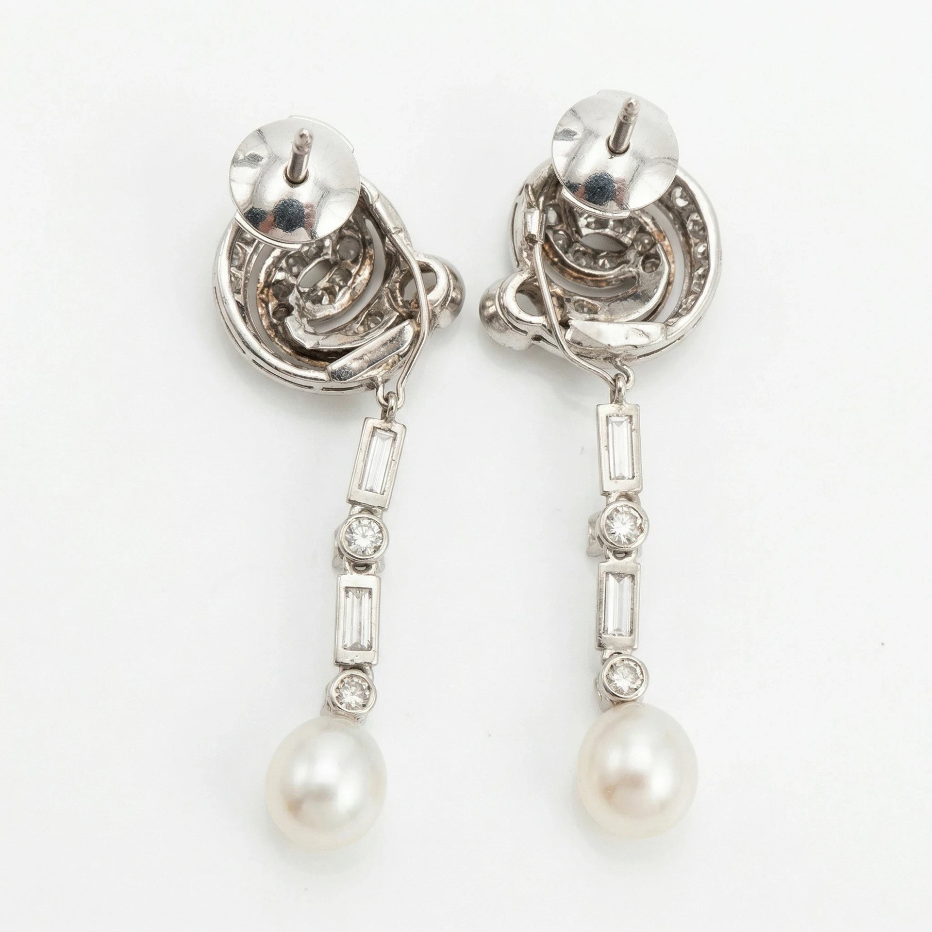 Boucles d'oreilles Or blanc et Diamant pavage