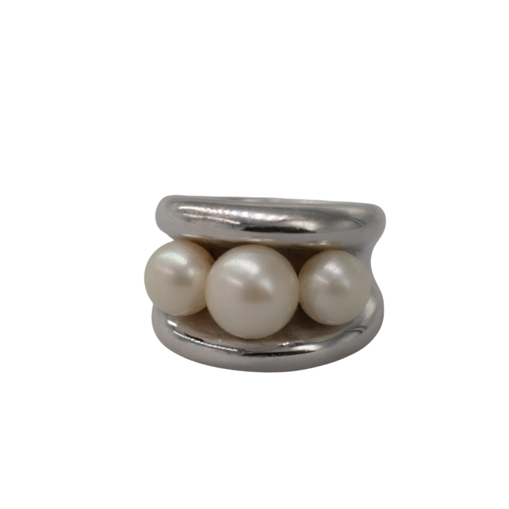 Poiray Bague Fidji Or blanc et Perle de culture
