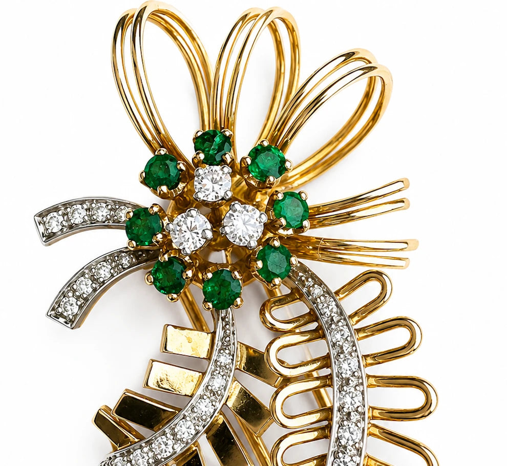 Broche or et Émeraude