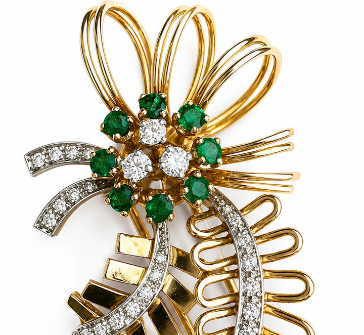 Broche or et Émeraude