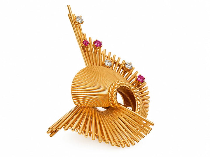Broche or et Rubis
