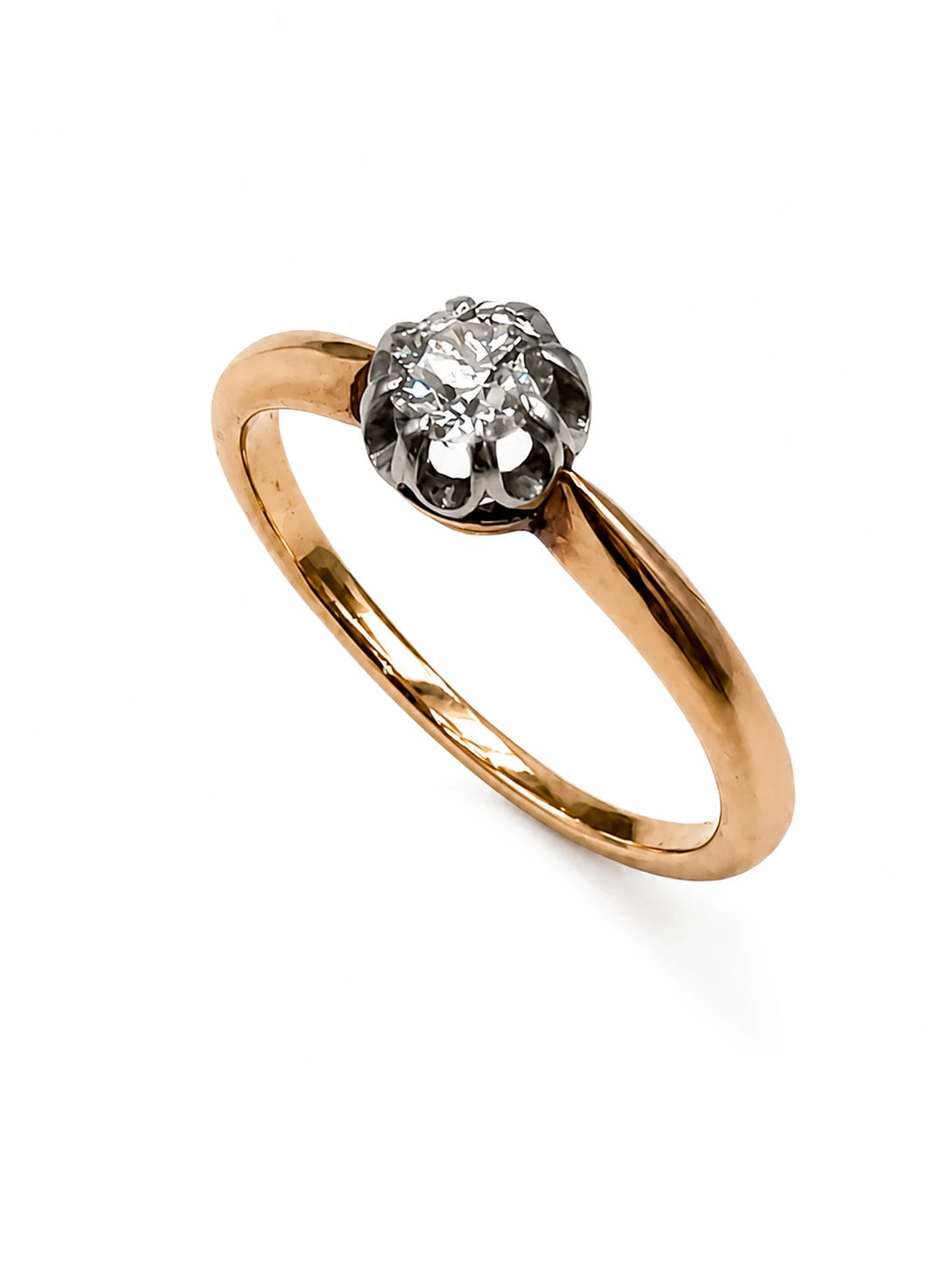 Bague solitaire Or jaune et Diamant