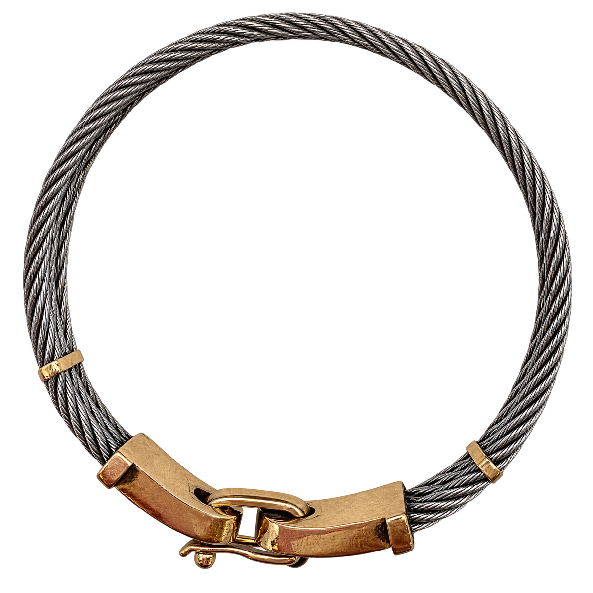 Bracelet cable or et acier