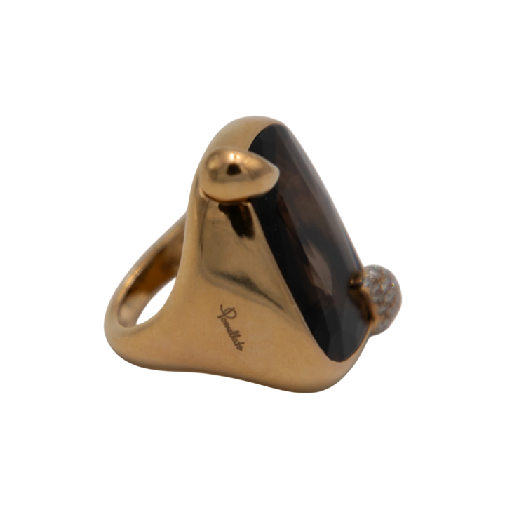 Pomellato Bague Ritratto Or jaune et Quartz fumé