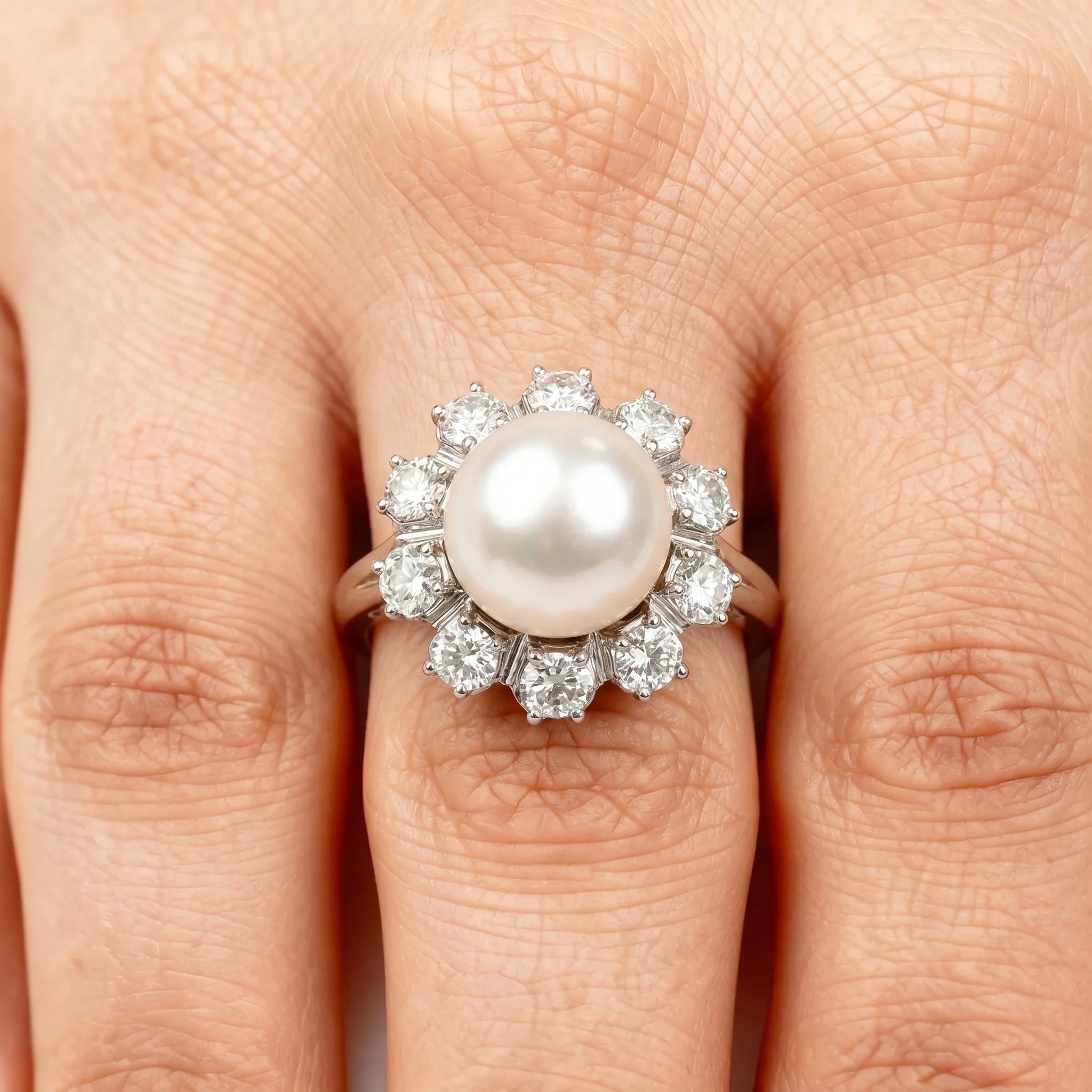 Bague Or blanc et Perle de culture