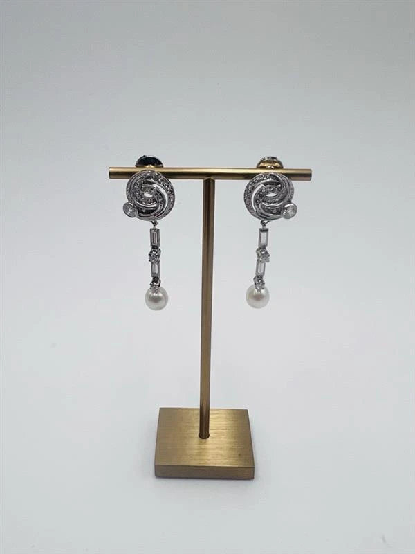 Boucles d'oreilles Or blanc et Diamant pavage