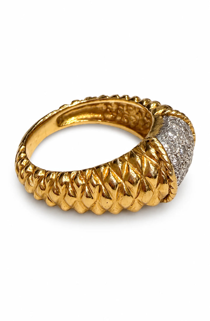Bague Or jaune et Diamant pavage