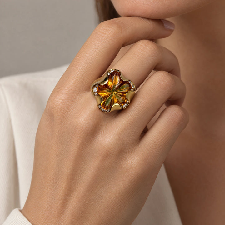 Bague or citrine