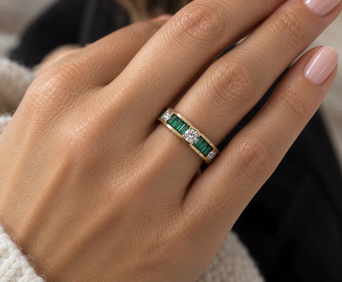Bague or et Émeraudes