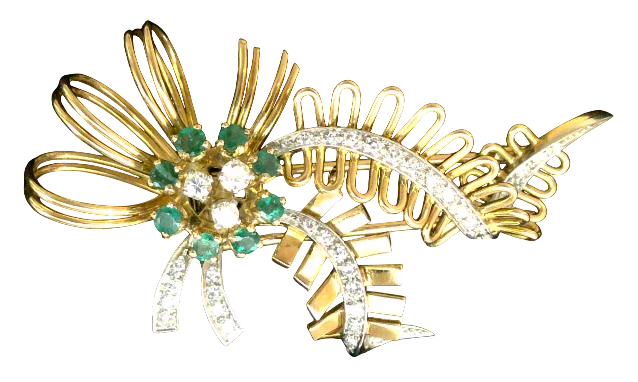 Broche or et Émeraude
