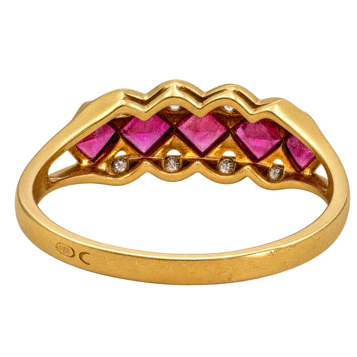 Bague or et Diamant et rubis