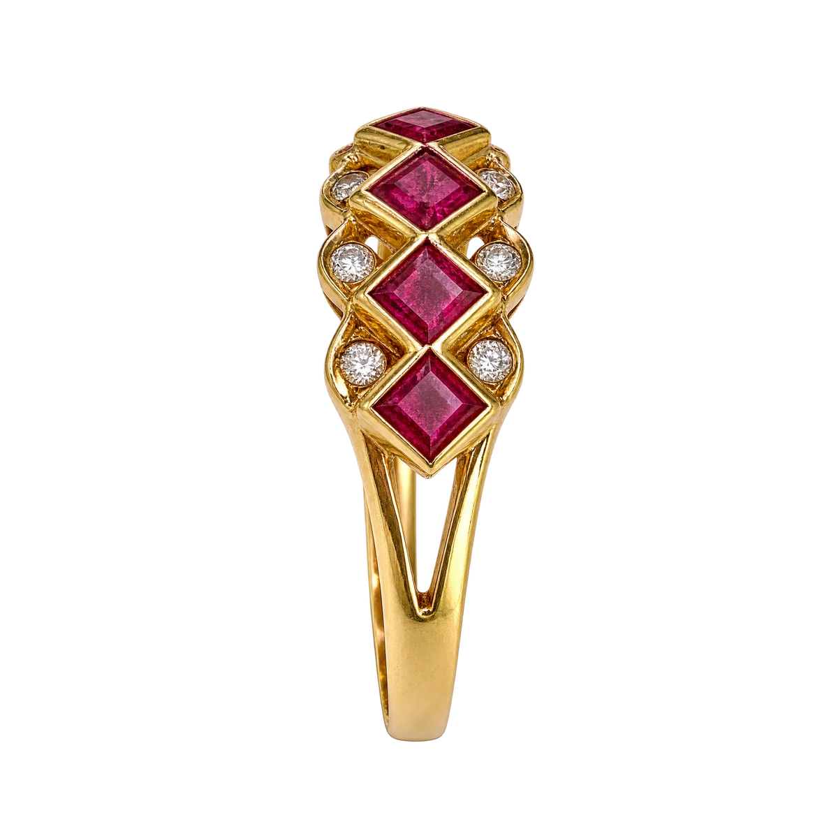 Bague or et Diamant et rubis