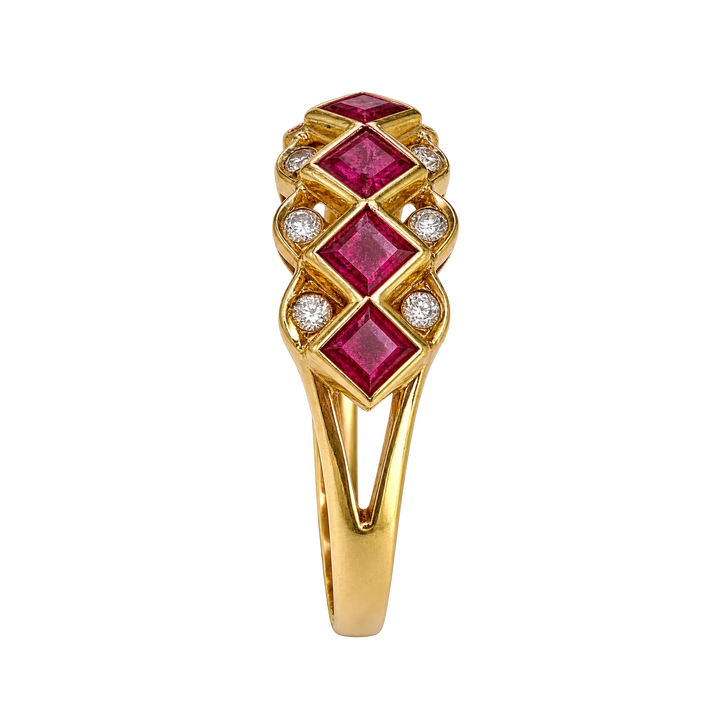 Bague or et Diamant et rubis