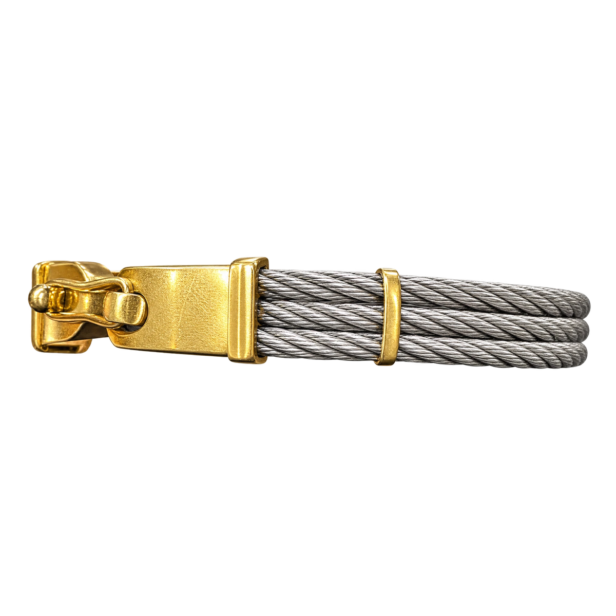 Bracelet cable or et acier