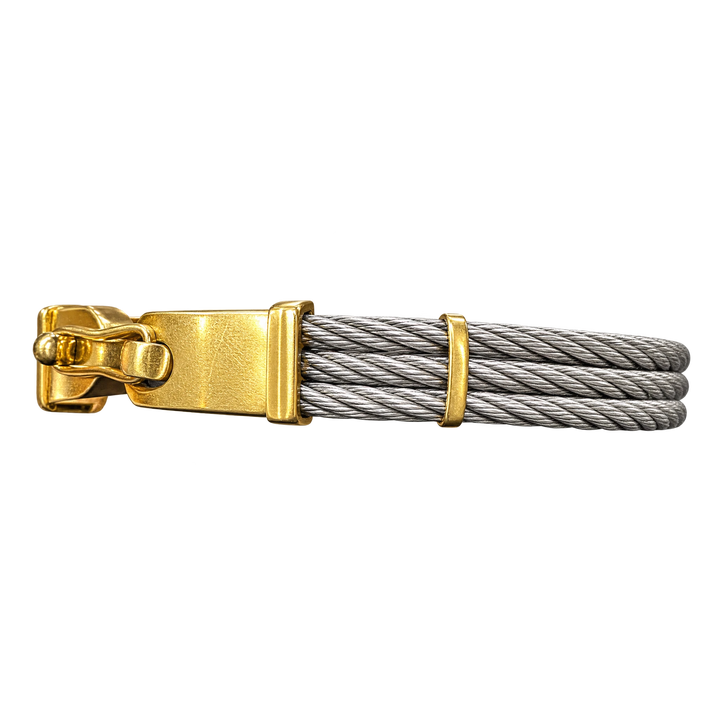 Bracelet cable or et acier