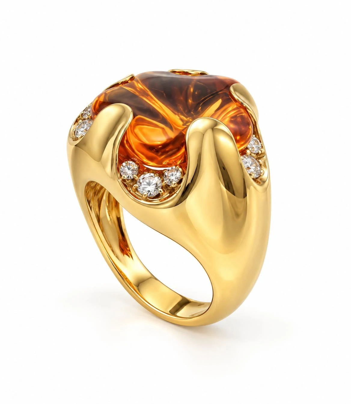 Bague or citrine
