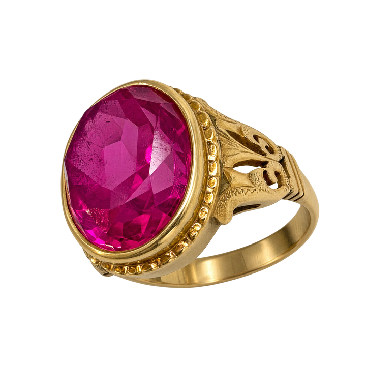 Bague or et Pierre rose