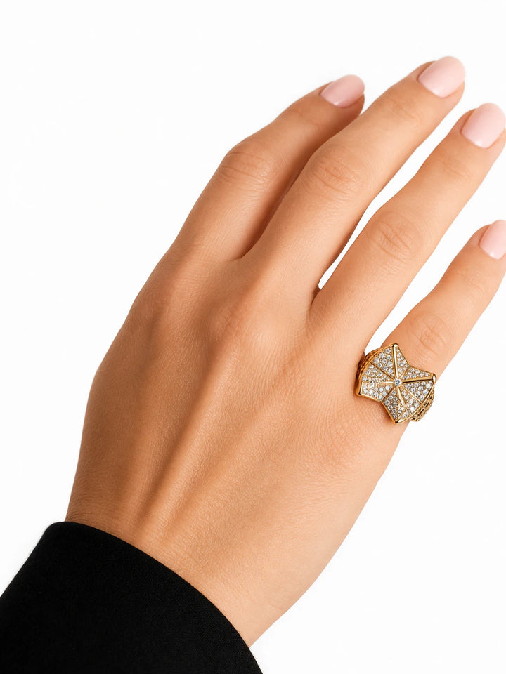 KMO Paris Bague or et Diamant pavage