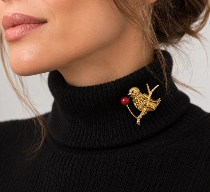 Hermès Broche or et Corail