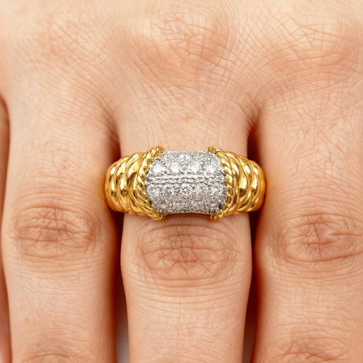 Bague Or jaune et Diamant pavage