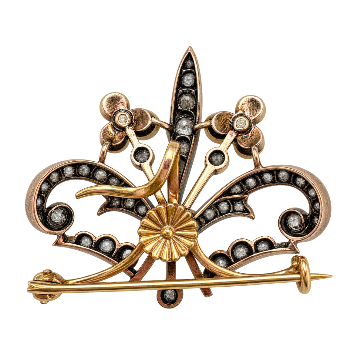 Broche or et Perles