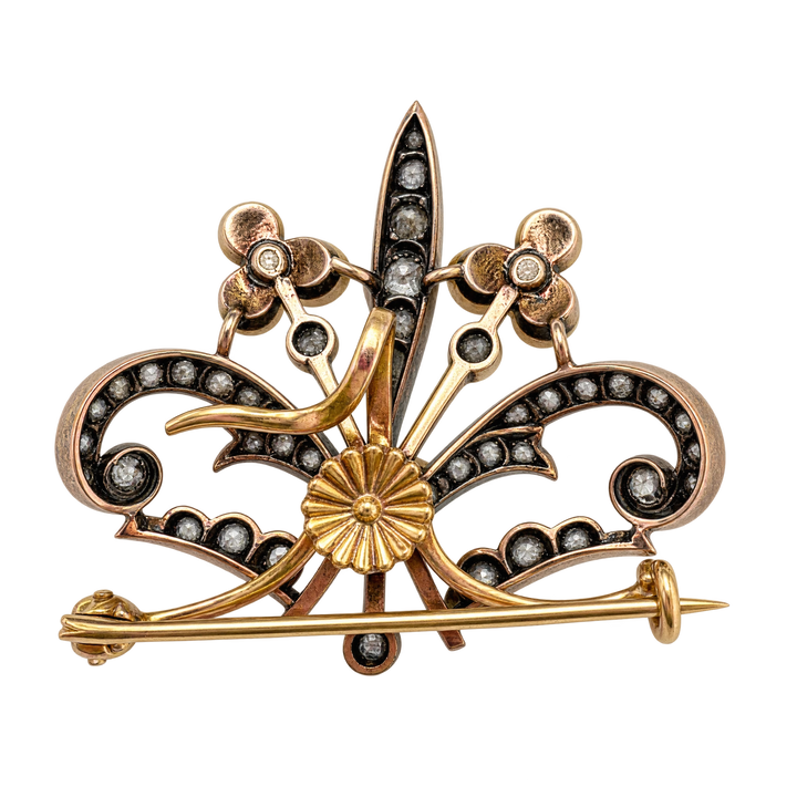 Broche or et Perles