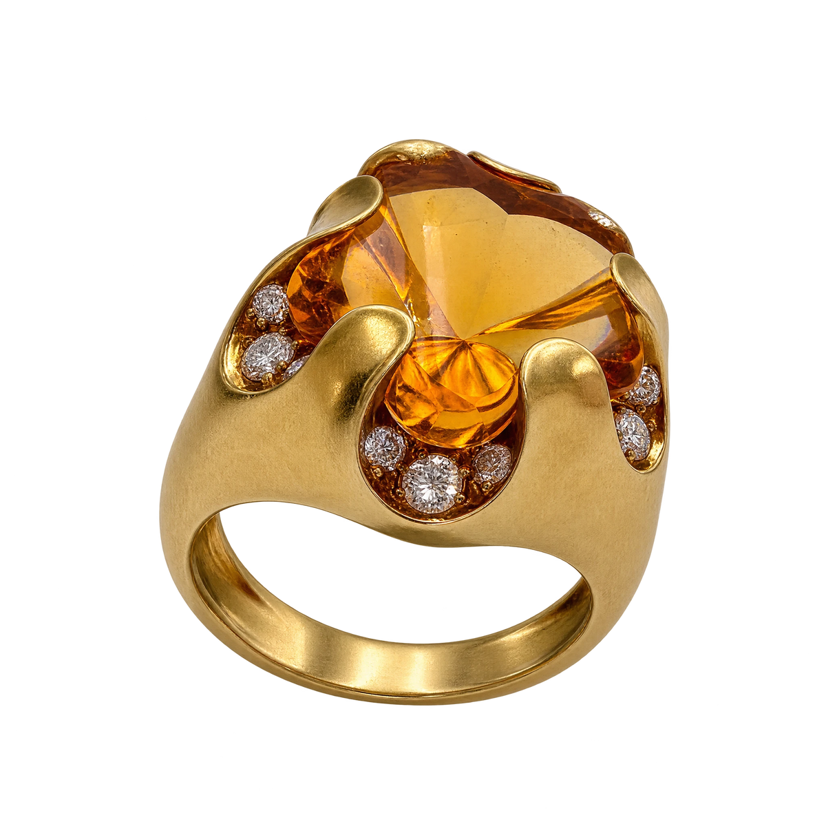Bague or citrine
